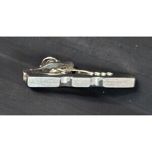 Men's Vintage Foster Textured Silver Tone Tie Bar Clip Grooved Design Accessory